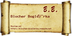 Blocher Boglárka névjegykártya
